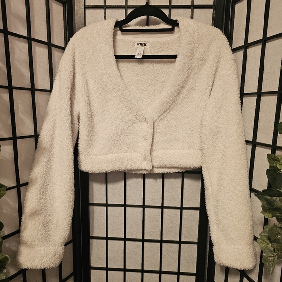 PINK Victoria's Secret Jackets & Blazers - PINK Victoria's Secret CO-ZZZY FLEECE CROPPED CARDIGAN Size M